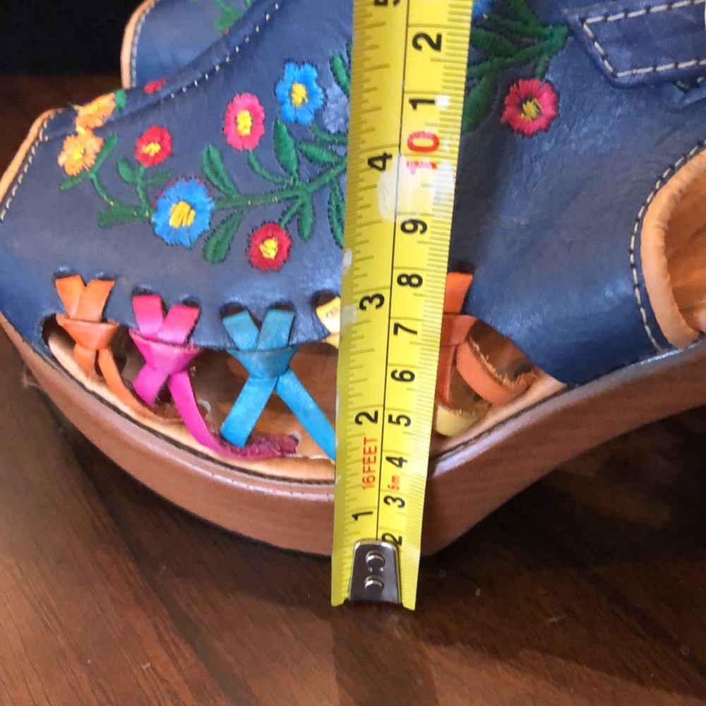 🇲🇽Milart Hurache handmade Mexican leather, embroidered, platform heeled sandal - Picture 10 of 11